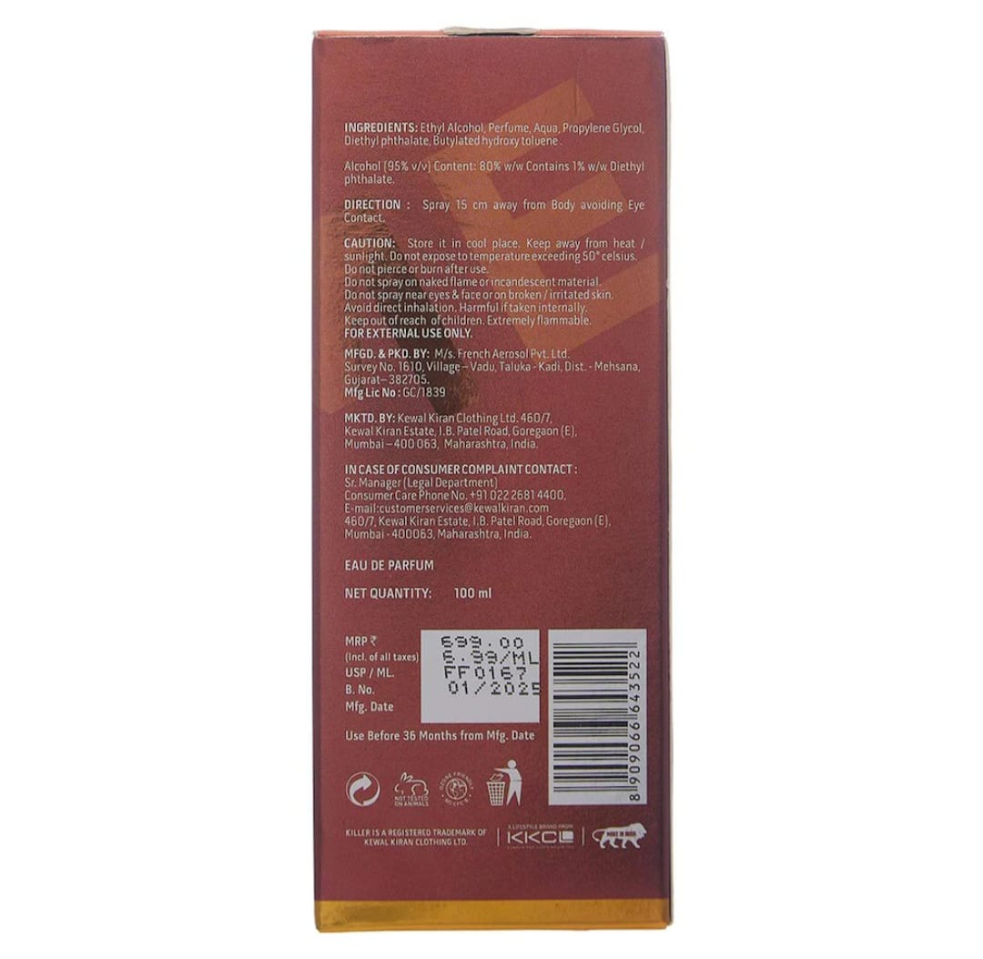 KILLER MYSTERY PERFUME FOR MENS 100ML