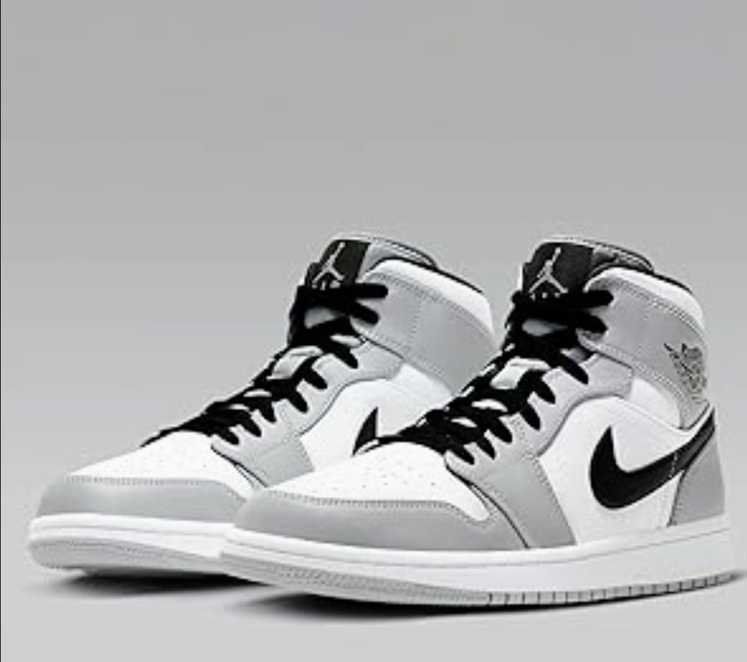NIKE MEN GREY AIR JORDAN 1 MID CASUAL SHOES