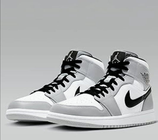 NIKE MEN GREY AIR JORDAN 1 MID CASUAL SHOES